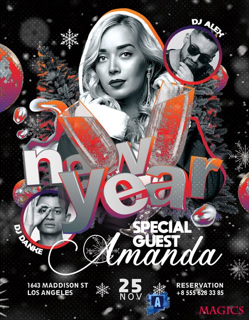 New Year beautiful Flyer PSD