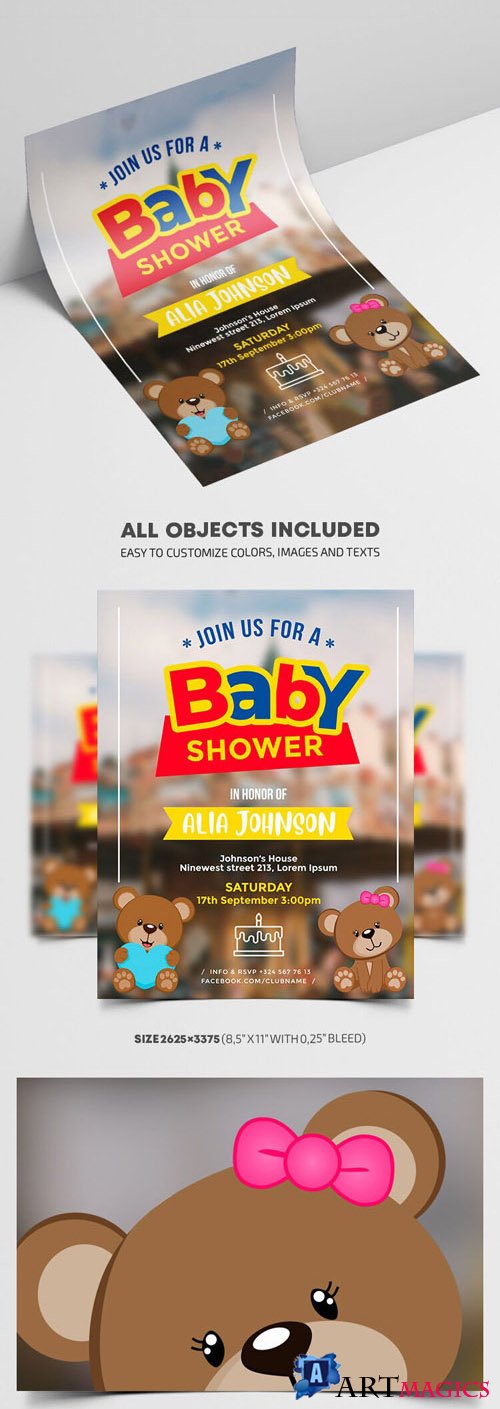 Modern Border Baby Shower Flyer Template