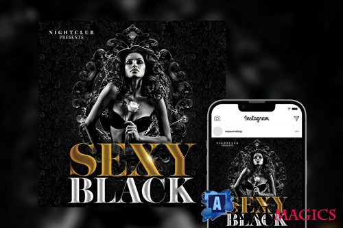 Black and White Sexy Party Instagram Post Template