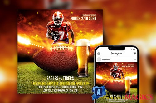 Amazing Football Game Instagram Post Template PSD