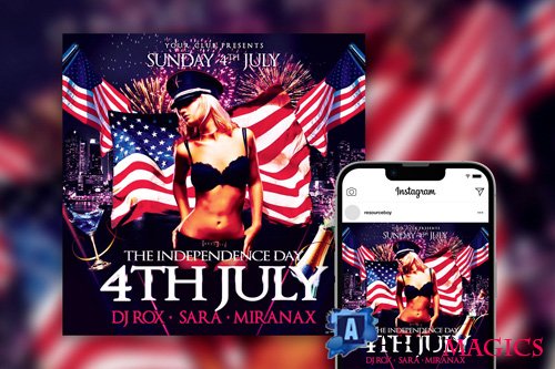 Urban Independence Day Party Instagram Post Template Beautiful PSD