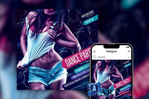 Nightclub Dance Party Instagram Post Template PSD