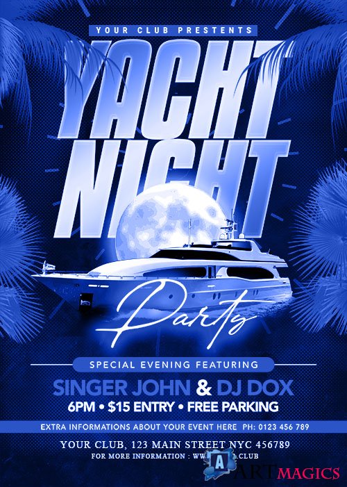 Yacht Music Party Flyer PSD Template