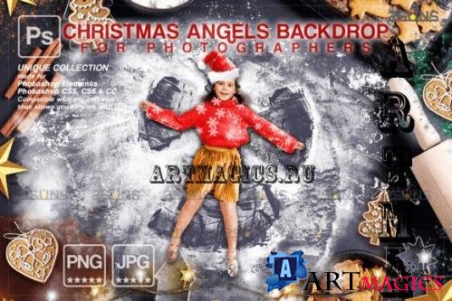 Photoshop overlays Backdrop Christmas Snow Angels in Flour - 2281562