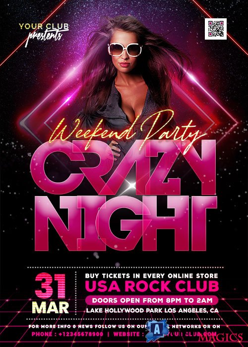 Weekend Night Party Flyer PSD Template