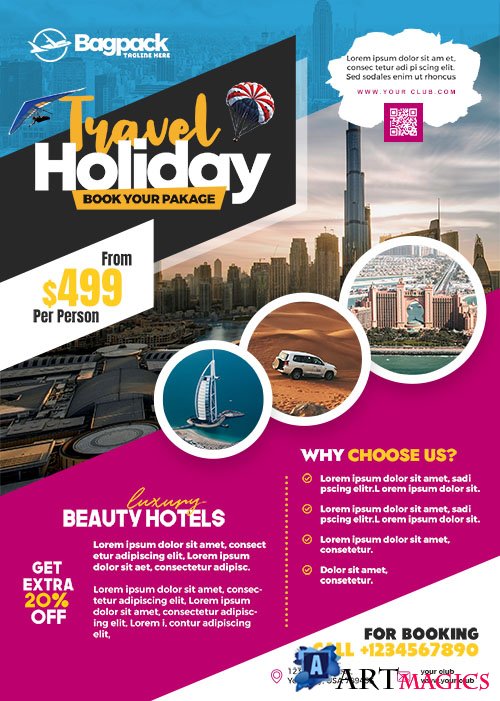 Travel Agency Flyer Ads Poster PSD Template