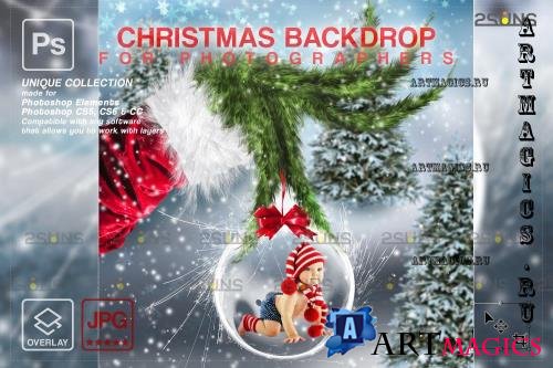 Christmas Backdrop photoshop overlays, Santa hand V02 - 2283280