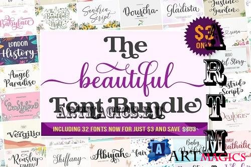 The Beautiful Font Bundle - 32 Premium Fonts