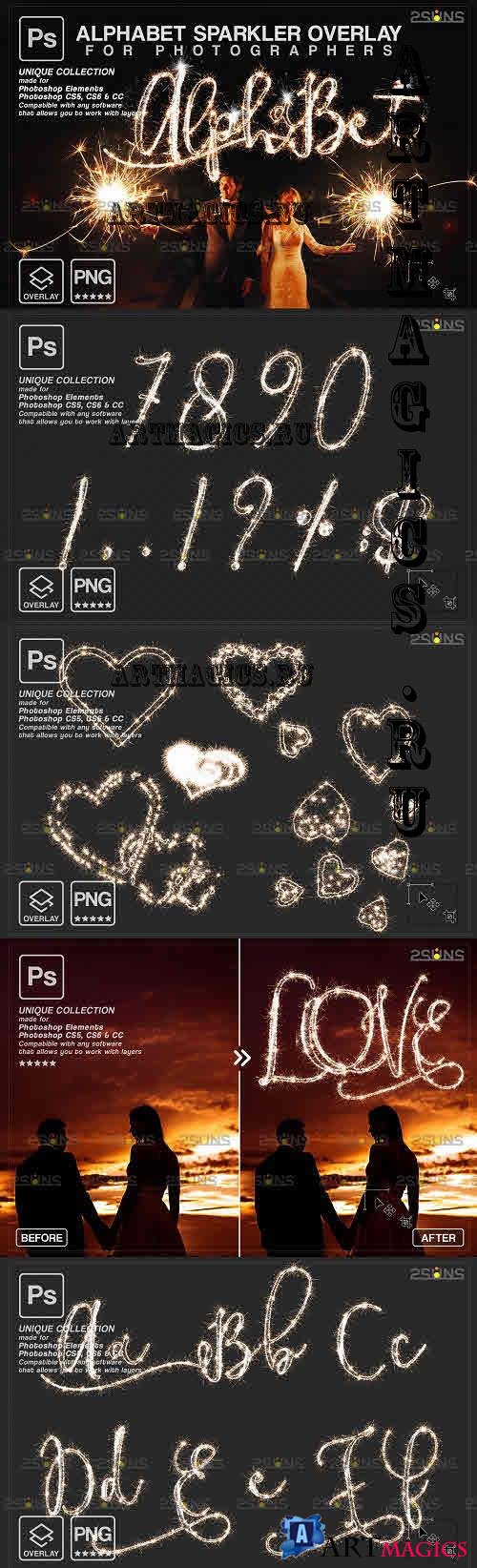 Alphabet sparkler font Wedding Photoshop overlay V02 - 2287131