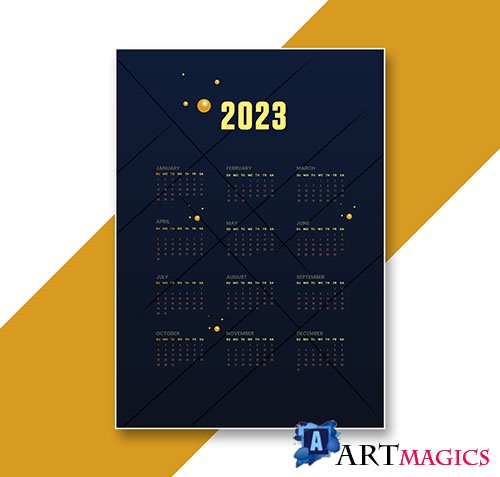 Modern 2023 annual calendar vector template