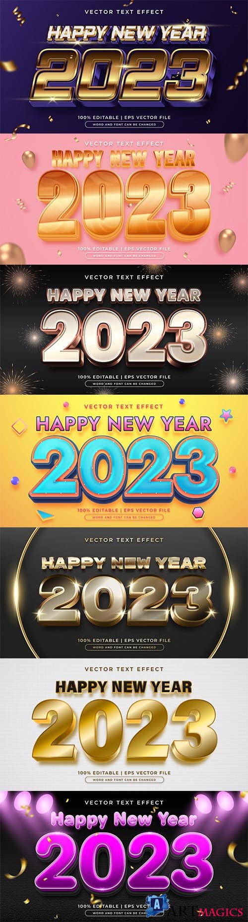 Gold new year 2023 editable text effect vector template