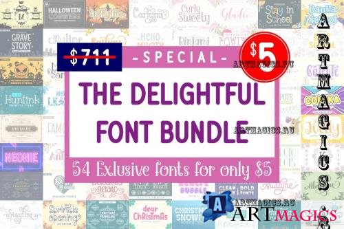 The Delightful Font Bundle - 54 Premium Fonts