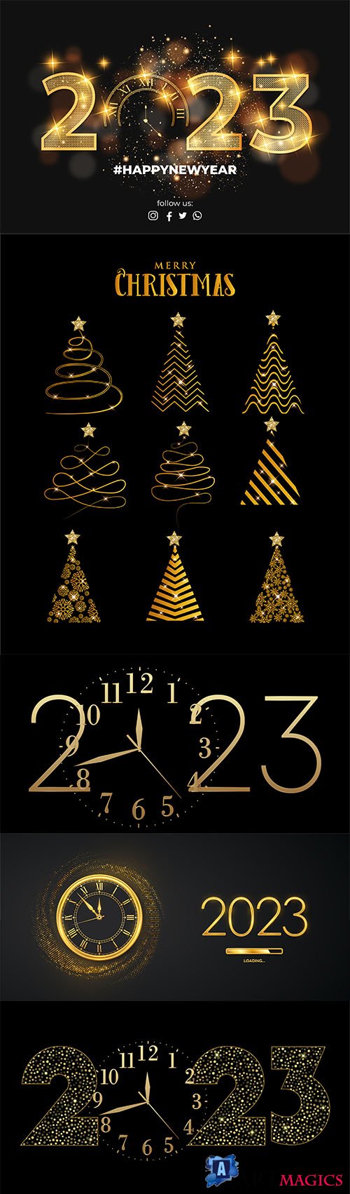 Happy new year 2023 and Merry christmas vector background