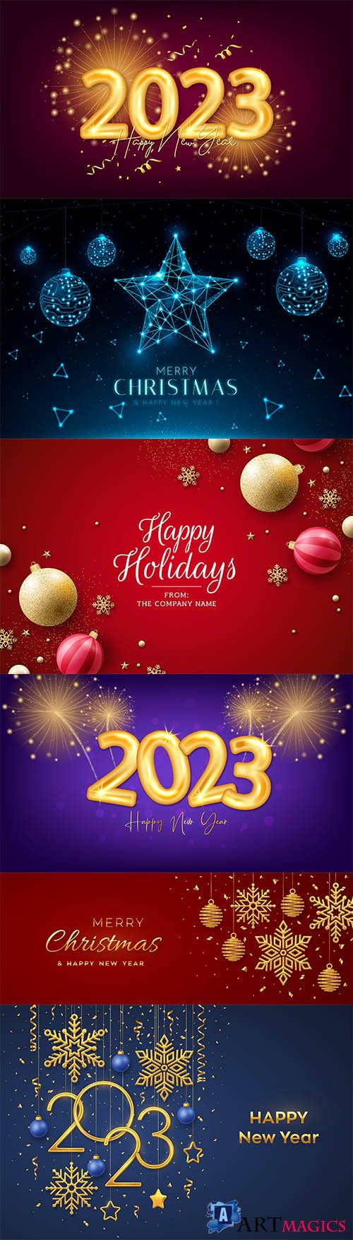 Christmas vector background with realistic decoration