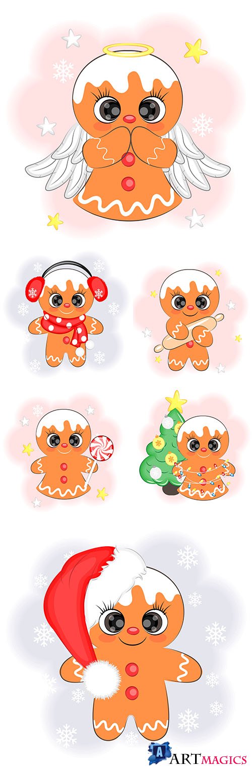 Cute christmas cookie vector illustration