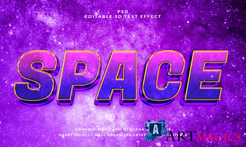Space 3d psd editable text effect with background
