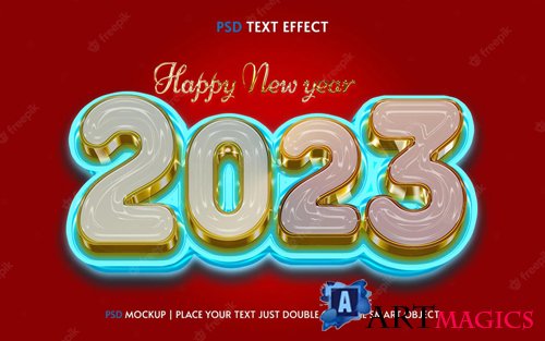 Happy new year 2023 text effect mockup