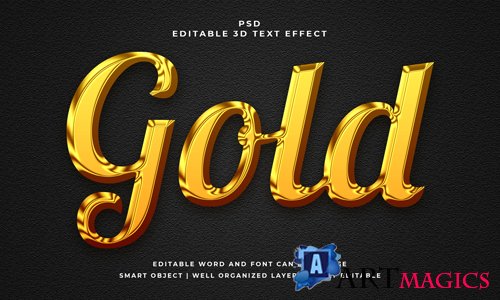 Gold 3d editable psd text effect with background