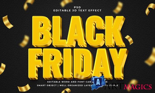 Black friday 3d editable psd text effect with background