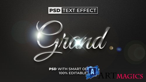 Grand text effect silver style editable text effect