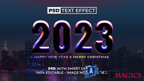 2023 new year text effect colorful style editable text effect