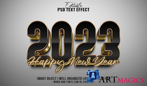 3d editable 2023 new year text effect template