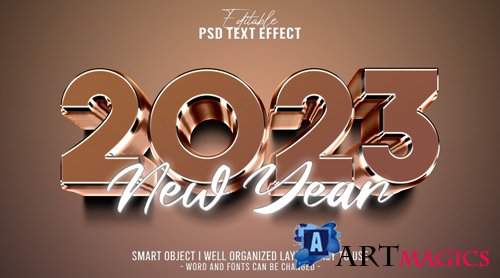 3d 2023 new year colorful editable text effect template