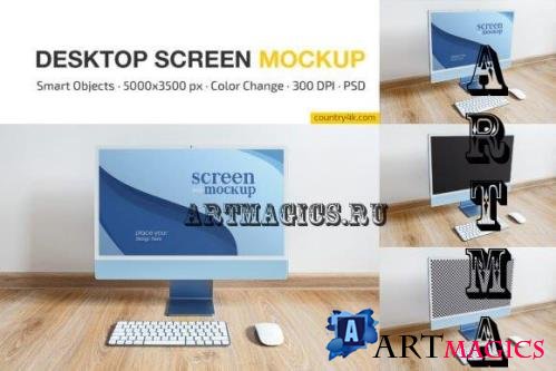 iMac 2021 Blue Mockup Set - 10904172