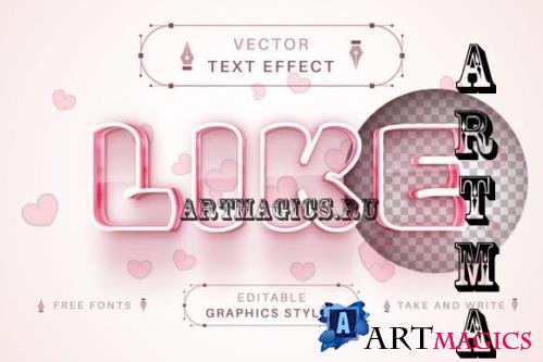 Love Heart Like Editable Text Effect - 10910287