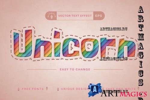 Paper Unicorn - Editable Text Effect - 10919639