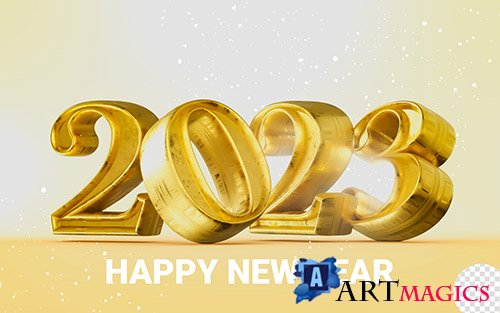 Gold Happy new year 2023 banner template 3d design 
