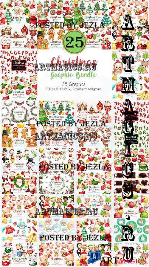 Adorable Christmas Graphic Bundle - 25 Premium Graphics