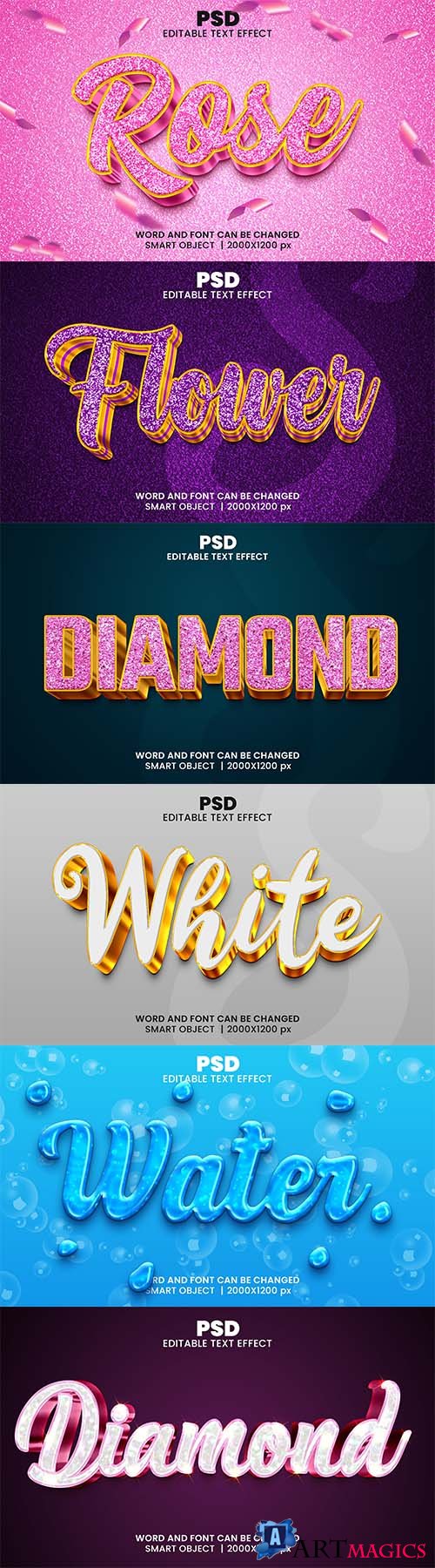 Psd style text effect editable set vol 6