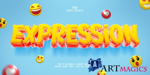 Expression 3d cartoon style and realistic editable psd text effect template