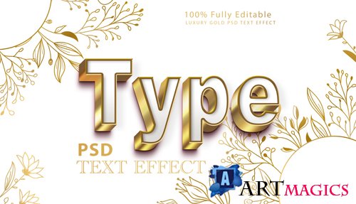 Elegant gold 3d style psd text effect