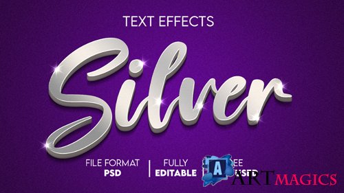 Silver editable and customized text effect in psd