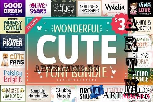 Wonderful Cute Font Bundle - 20 Premium Fonts
