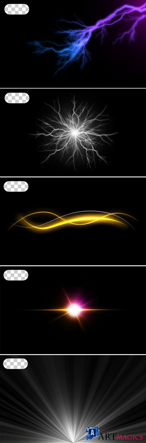 Light effect isolated on transparent background
