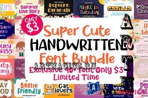 Super Cute Handwritten Font Bundle - 41 Premium Fonts