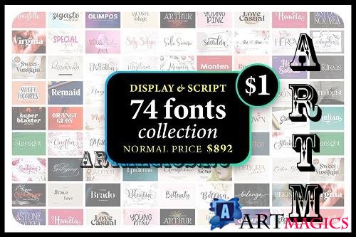 Display & Script Font Collection - 74 Premium Fonts