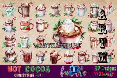 Christmas Hot Cocoa Watercolor Bundle - 4203363
