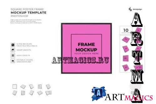 Square Poster Frame Mockup Template Bundle - 2339916