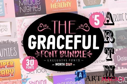 The Graceful Font Bundle - 30 Premium Fonts