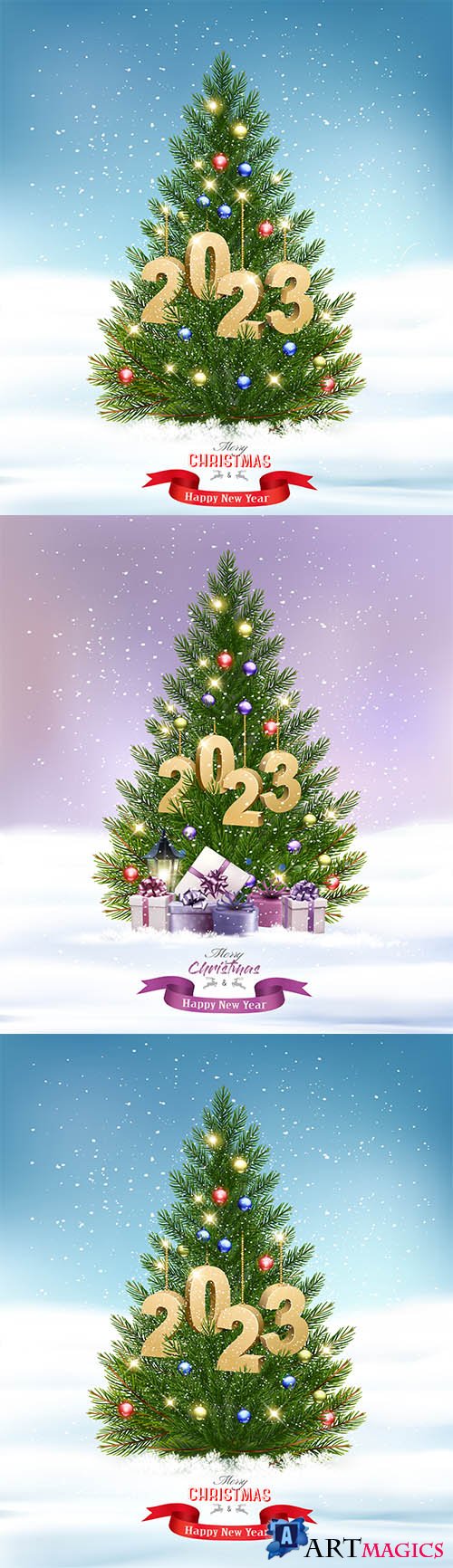 Holiday christmas background with christmas tree