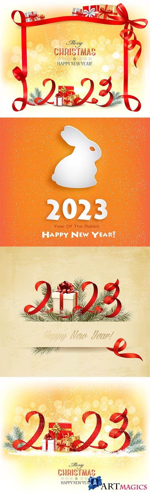 2023 happy new year holiday background with rabbit
