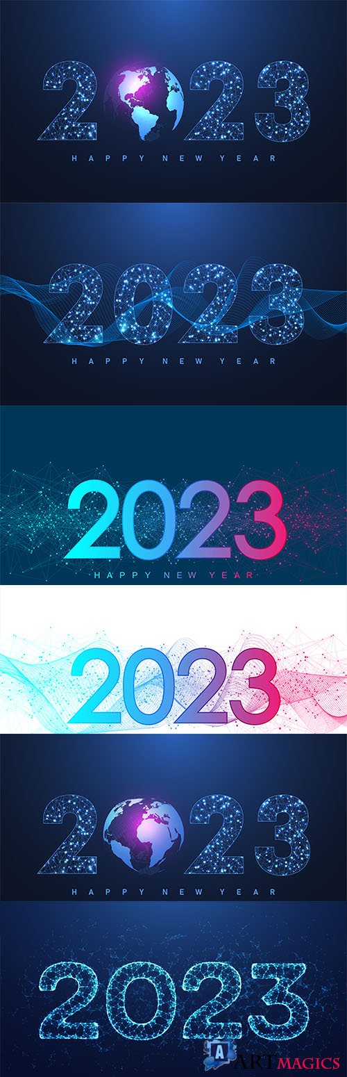 Modern futuristic technology template for merry christmas and happy new year 2023