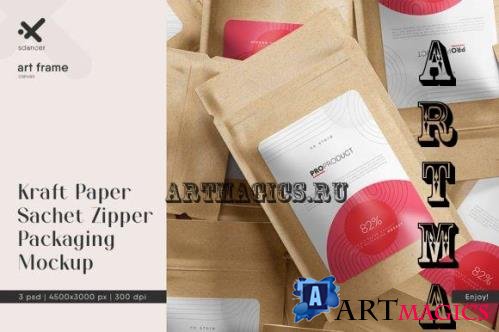Kraft Paper Sachet Packaging Mockup - 2343204