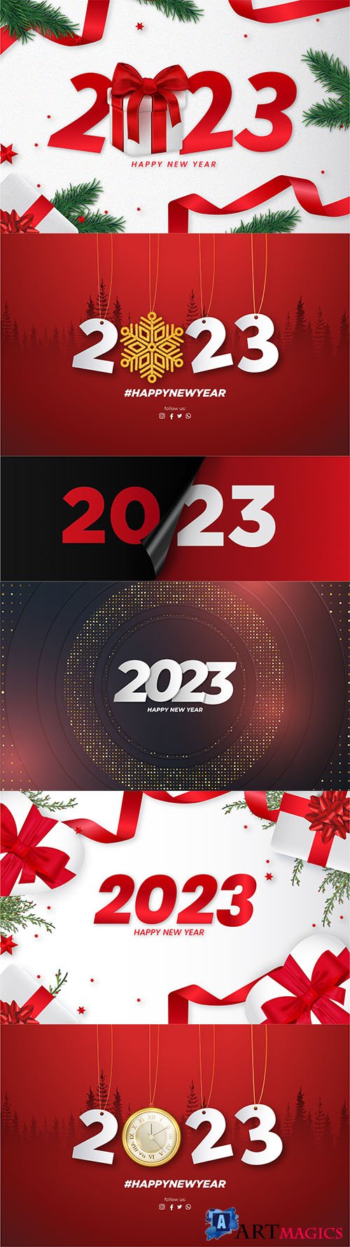 2023 new year on red vector background