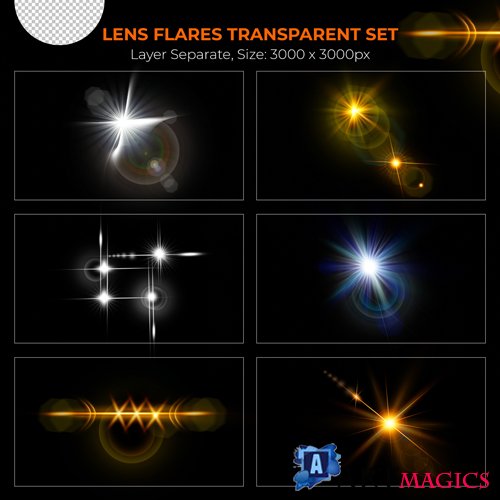 PSD realistic colorful lens flare lights effect collection vol 8