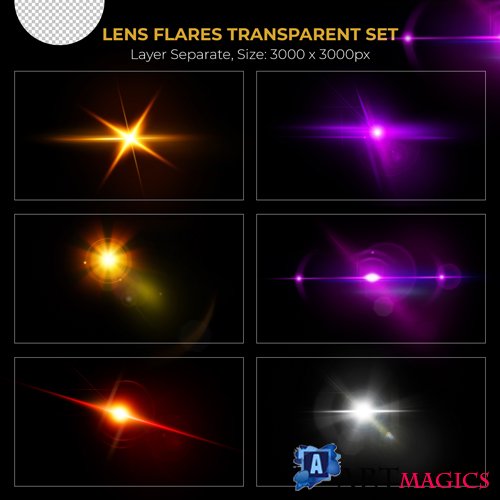 PSD realistic colorful lens flare lights effect collection vol 19
